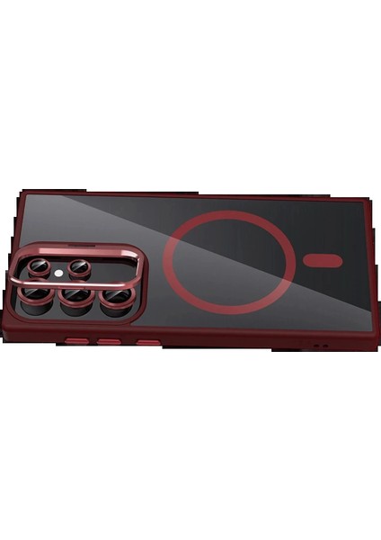 Bfs Samsung Galaxy S24 Ultra Remim Lensli Magsafe Standlı Kapak - Bordo modelleri