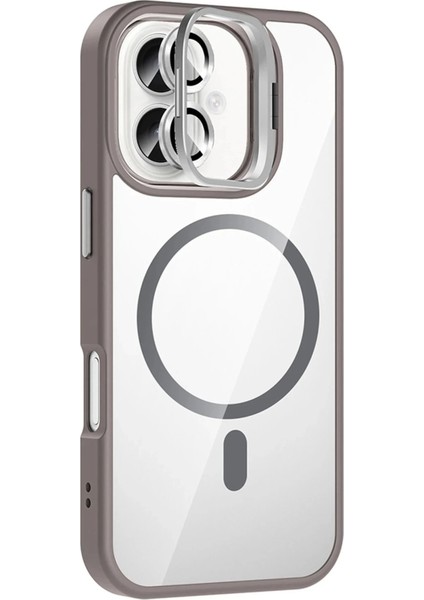 Bfs Apple iPhone 16 Plus Remim Lensli Magsafe Standlı Kapak - Titan Gri