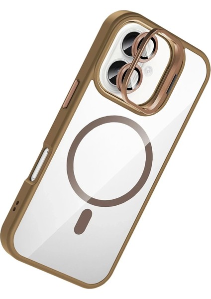 Bfs Apple iPhone 16 Plus Remim Lensli Magsafe Standlı Kapak - Kahverengi fiyatları