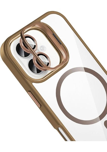 Bfs Apple iPhone 16 Plus Remim Lensli Magsafe Standlı Kapak - Kahverengi fırsatları