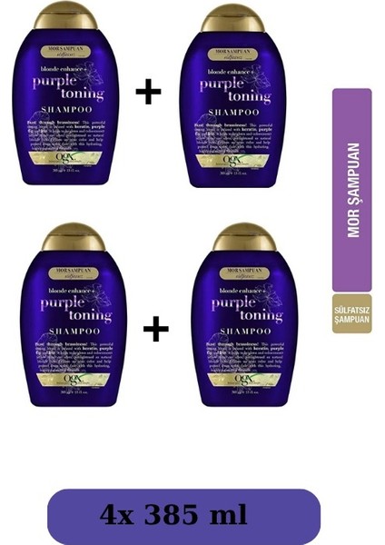 Turunculaşma Karşiti Purple Toning Mor Şampuan 385 ml 4 Adet