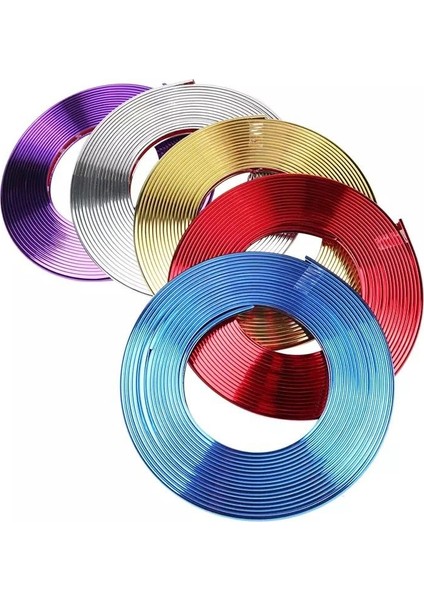 Araç Araba Oto Jant Fitili Metal Görünümlü Lastik Jant Trim Bandı Jant Şeriti 8 Metre