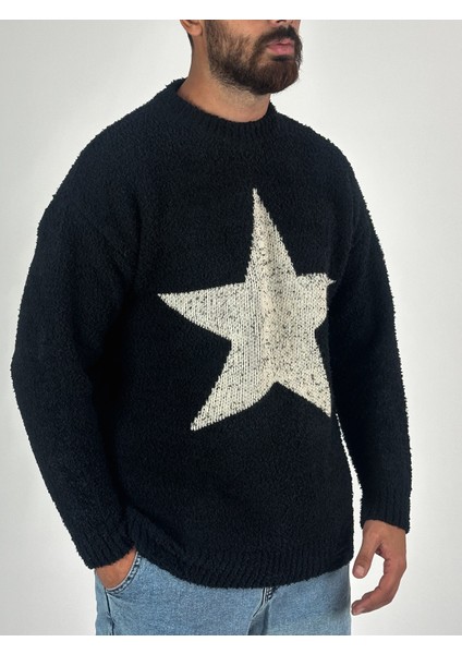 Yıldız Desenli Erkek Peluş Sweat