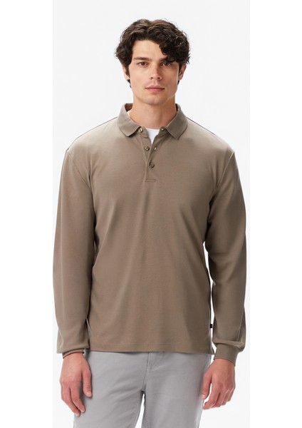 Erkek Kahverengi Classic Fit Uzun Kollu Polo Yaka T-Shirt K57024T.3BB