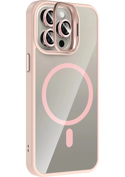 Bfs Apple iPhone 14 Pro Max Remim Lensli Magsafe Standlı Kapak - Pembe fiyatları