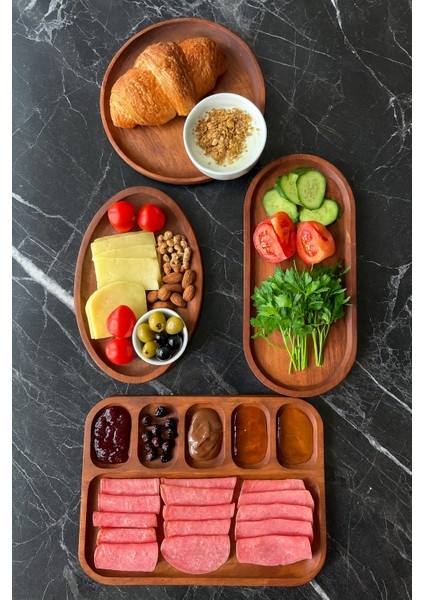 Willora Ahşap ( 1.sınıf Kalite Kayın Ağacı ) 4 Parça Kahvaltı Takımı, Kahvaltılık, Sunumluk