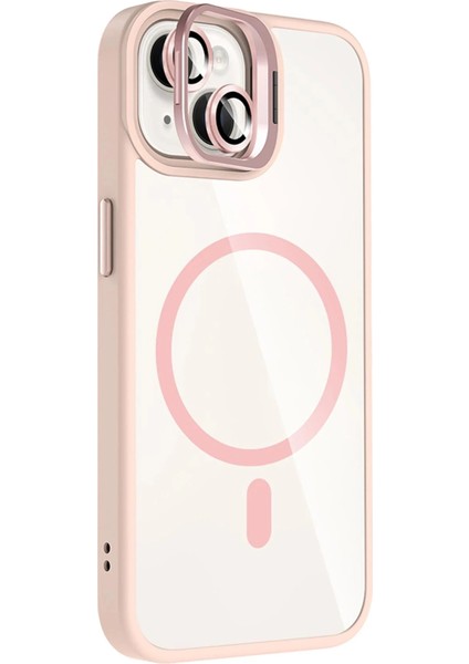 Bfs Apple iPhone 15 Plus Remim Lensli Magsafe Standlı Kapak - Pembe fiyatları