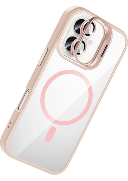 Bfs Apple iPhone 16 Remim Lensli Magsafe Standlı Kapak - Pembe fiyatları