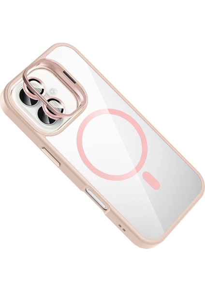 Bfs Apple iPhone 16 Remim Lensli Magsafe Standlı Kapak - Pembe modelleri