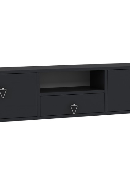 1303DROPCT-1 Duvara Montaj Tv Sehpası Antrasit-Gümüş Kulp