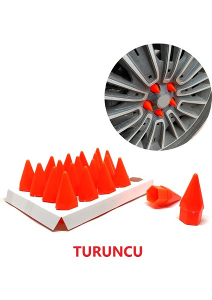 Sivri Mermi Bijon Kapağı Sökme Aparatlı 20 Li Set 17 Mm-19 mm Turuncu