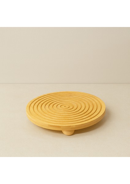 Bambu Dekoratif Top Ayaklı Yuvarlak Sunum Tabağı, Servis Tabağı, (28 x 28 Cm) fiyatları