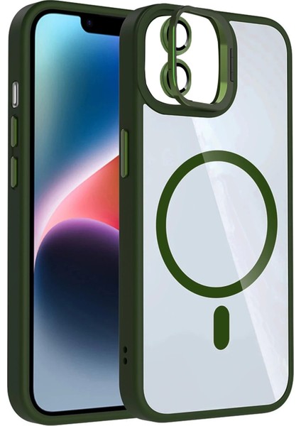 Bfs Apple iPhone 11 Remim Lensli Magsafe Standlı Kapak - Koyu Yeşil