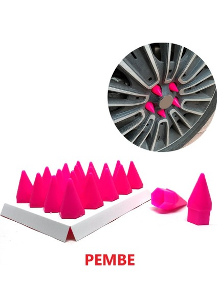 Sivri Mermi Bijon Kapağı Sökme Aparatlı 20 Li Set 17 Mm-19 mm Pembe