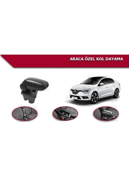 Megane 4 2016 Sonrası Araca Özel Kol Dayama Kolçak Siyah Orijinal Vidasız Niken
