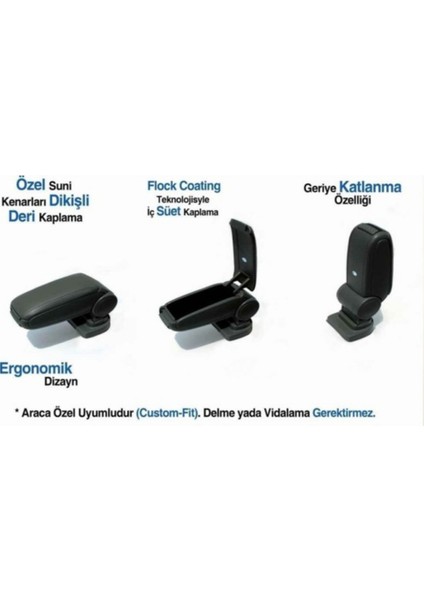 Megane 4 2016 Sonrası Araca Özel Kol Dayama Kolçak Siyah Orijinal Vidasız Niken