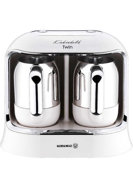 A861-08 Kahvekolik Twin Kahve Makinesi Vanilya Krom