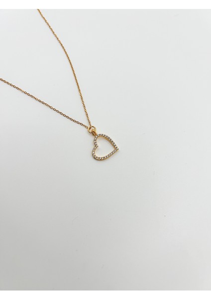 Fıora Zirkon Taş Kalp Figürlü Şık Gold Ayarlanabilir Zincirli Kolye fiyatları