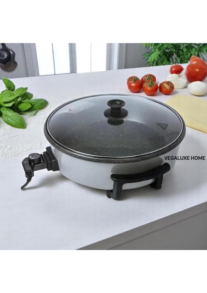 Gri Elektrikli Tencere, 40 Cm, 5 Kademe Isı Ayar, Pratik ve Şık Kullanım