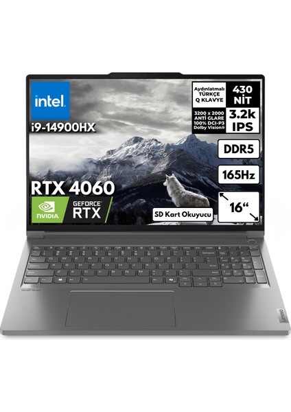 Thinkbook 16P G5 I9-14900HX 32-Gbddr5 6 Tbssd RTX4060 (8gb) 16" 3.2k Windows 10 Pro Dizüstü Bilgisayar 21N50024TRHMF90