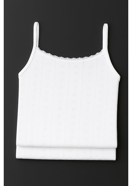 Kadın %100 Pamuklu Jakarlı Yumuşak Kumaş Ip Askılı Beyaz 2'li Atlet Qİ3K13LK4E fiyatları