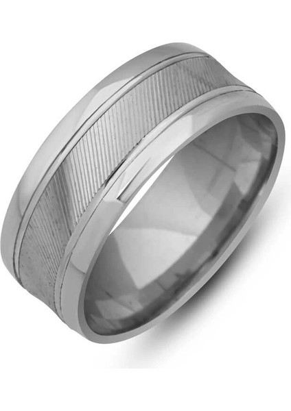 Gümüş Desenli Rodyum Alyans