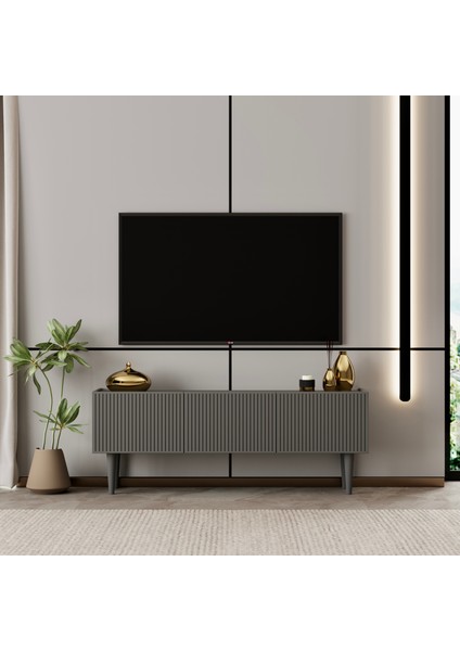 Capella Tv Ünitesi Mdf 120 cm Ayaklı Kapaklı Raflı