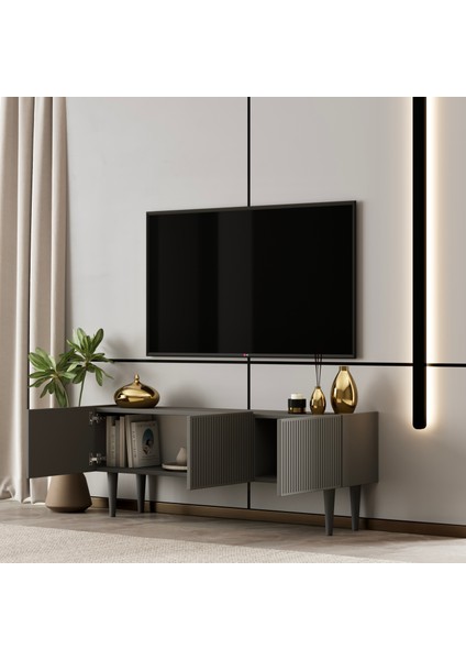 Capella Tv Ünitesi Mdf 120 cm Ayaklı Kapaklı Raflı modelleri