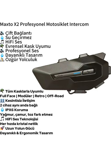 X2 Motosiklet Intercom Kulaklık – Suya Dayanıklı, Gürültü Önleyici, Tüm Kasklarla Uyumlu Bluetooth Kulaklık indirimleri