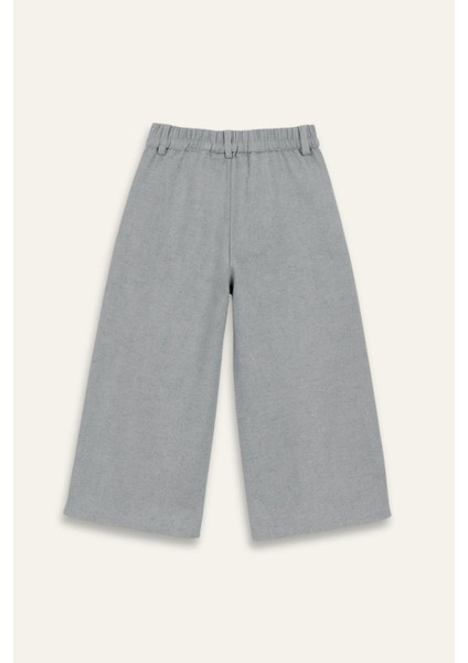Kız Çocuk Ince Kaşe Pileli Bol Pantolon - Gri fiyatları