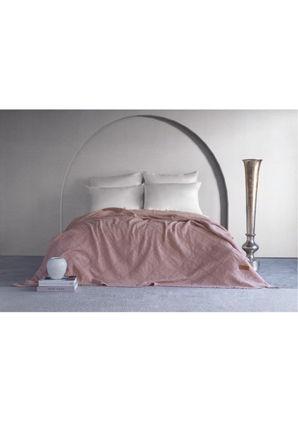 Lucca Fitilli Desen Yatak Örtüsü - Pudra