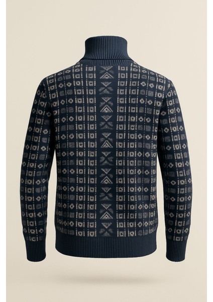 Kurgan Desenli Tam Boğazlı Kalın Kazak Erkek Kışlık Triko modelleri