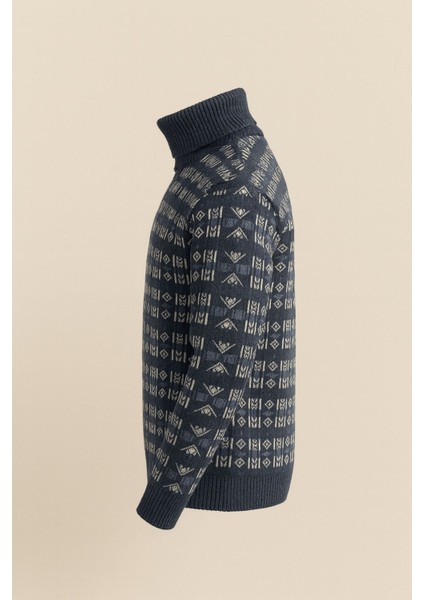 Kurgan Desenli Tam Boğazlı Kalın Kazak Erkek Kışlık Triko fırsatları