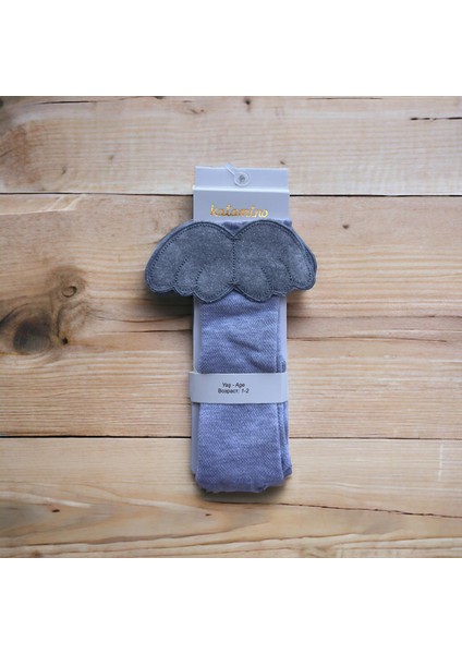 Çorap Dizaltı Gri Melek Kanatlı