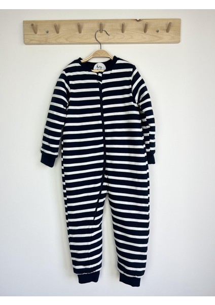 Lacivert Beyaz Yatay Çizgili Pamuklu Bacaklı 2.5 Tog Çocuk Uyku Tulumu modelleri