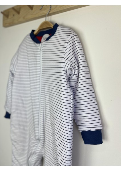 Beyaz Yatay Çizgili Pamuklu Bacaklı 2.5 Tog Çocuk Uyku Tulumu modelleri