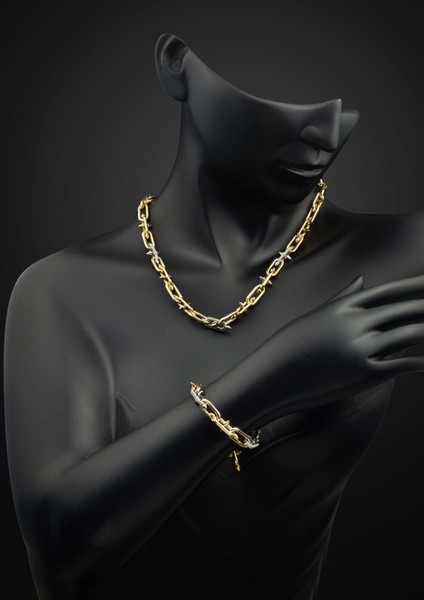 Çivili 14 Ayar Altın Tiffany Zincir Set fırsatları
