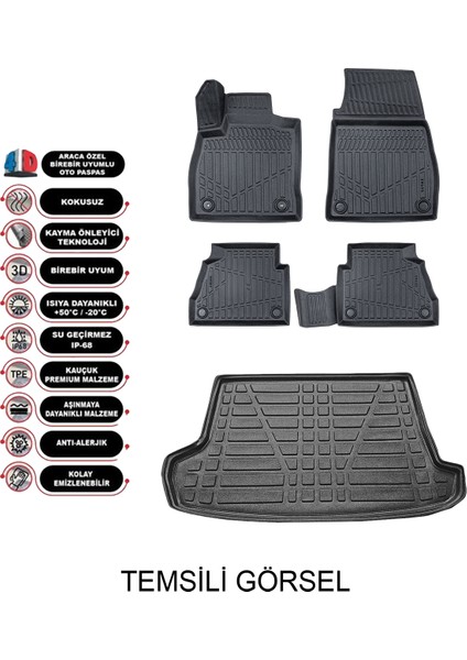 Ford Courier 2014 Sonrası 4d Araca Özel Paspas ve Bagaj Havuzu