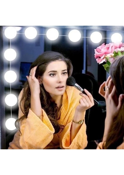 Bfs Nostalji Hollywood Tarzı 10LU Makyaj Masası Aynası Beyaz LED Işıklı A USB fırsatları