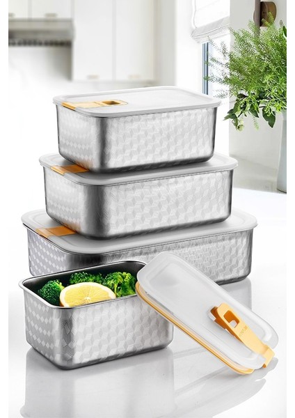 Perfect Seal Paslanmaz Çelik Saklama Kabı 4'lü Set