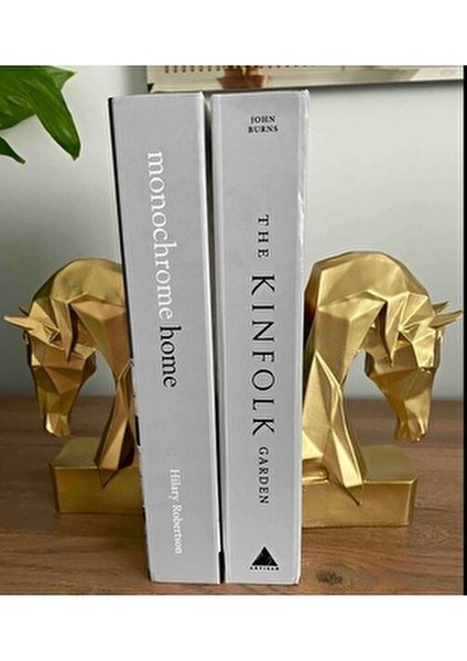 Dekoratif Kübik Geometrik Tasarım At Kitap Tutucu Altın Renk Beton 2 Adet fiyatları
