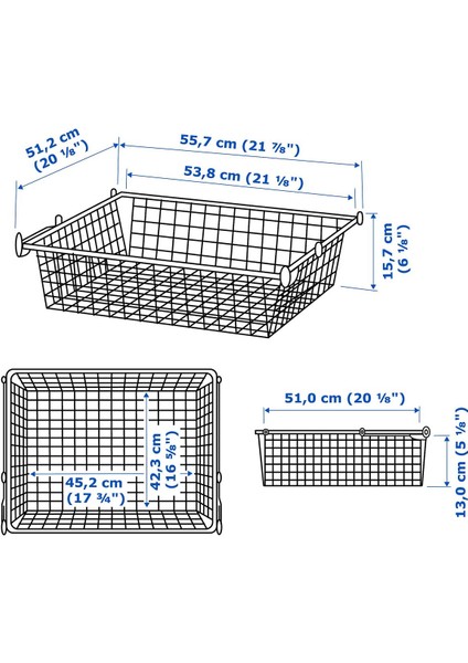 Raylı Tel Sepet, Beyaz, 60X55 cm modelleri