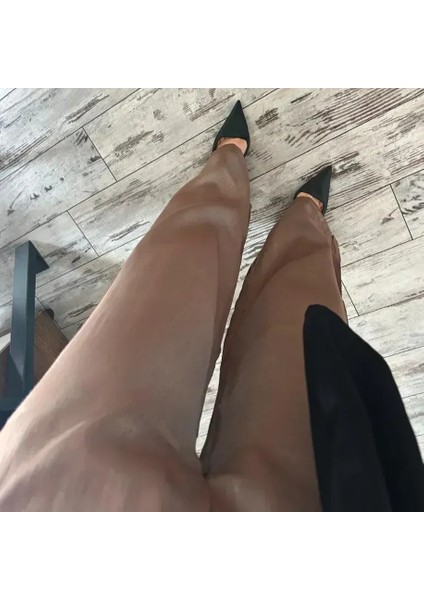 Koyu Bej Renk Parlak Kumaş Cepli Kadın Palazzo Pantolon fiyatları