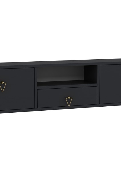 1303DROPCT-1 Duvara Montaj Tv Sehpası Antrasit-Altın Kulp fırsatları