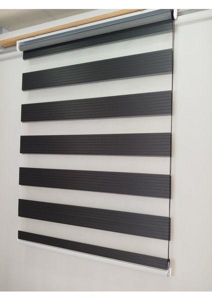 Geniş Pileli Antrasit Zebra Perde - Ev Ofis Perdesi fiyatları