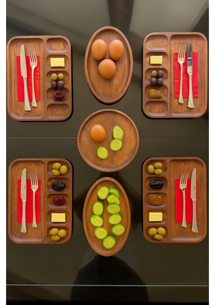 Rowena Ahşap ( 1.sınıf Kalite Kayın Ağacı ) 7 Parça Kahvaltı Takımı, Kahvaltılık, Sunumluk