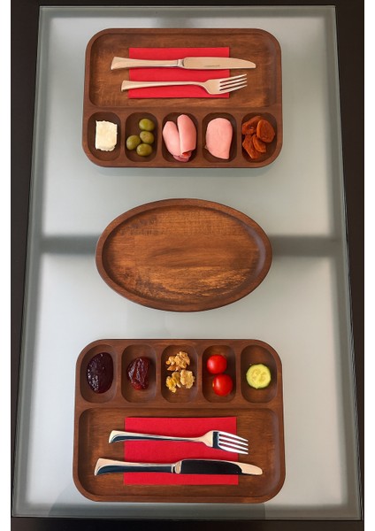 Noyelle Ahşap ( 1.sınıf Kalite Kayın Ağacı ) 3 Parça Kahvaltı Takımı, Kahvaltılık, Sunumluk