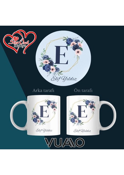 Kişiye Özel Isimli ve Harfli Kupa ve Mouse Pad Seti,kaymaz Taban - Baskılı Mousepad