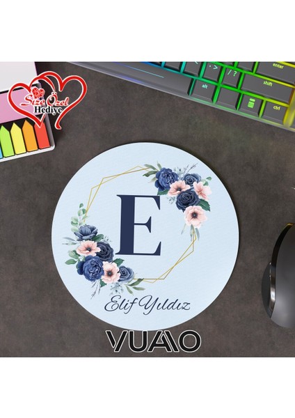 Kişiye Özel Isimli ve Harfli Kupa ve Mouse Pad Seti,kaymaz Taban - Baskılı Mousepad modelleri