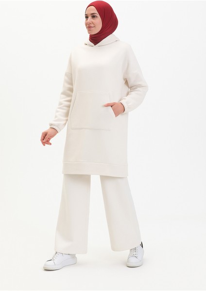 3 Iplik Şardonlu Tesettür Sweatshirt Takım – Rahat Üst ve Bel Lastikli Pantolon